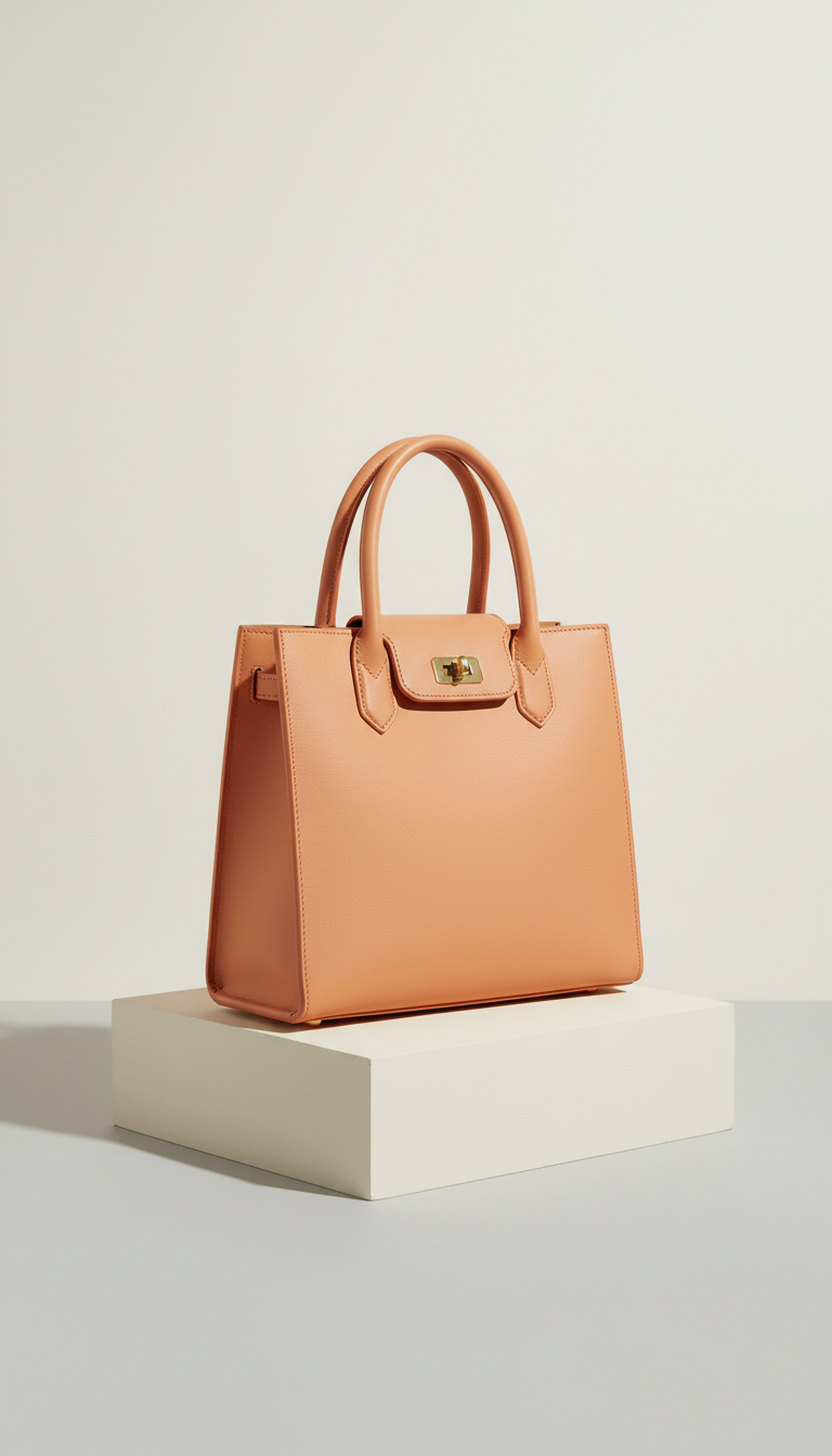 Bolso tote estructurado de cuero genuino